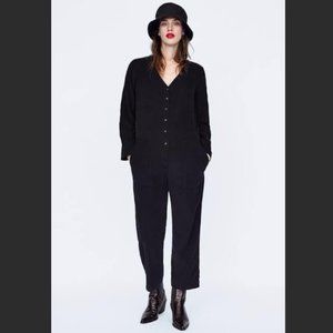 ZARA Corduroy Overall Jumpsuit - black (Sz. Small)